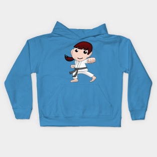 Karate Girl Punch Kawaii Cute Female Cartoon Character Kids Hoodie